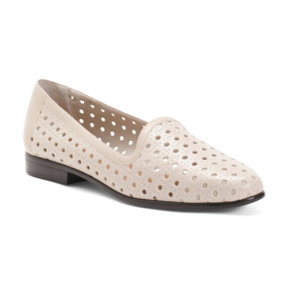 NEW TROTTERS Leather Liz Open Weave Loafers FOR WOMEN bone 367mn - Picture 1 of 2